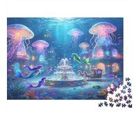Palacio Submarino Fantasía Medusas Puzzle de 1000 Piezas Papel para Adultos Mundo Oceánico Misterioso Relajante Decorativo Regalo 38x26cm/1000pcs