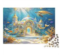 Palacio Submarino Puzzle de 1000 Piezas Papel para Adultos Mundo Océano Fantasía Vida Marina Colorida Relajante Decoración Familiar Regalo 38x26cm/1000pcs