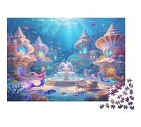 Palacio Submarino Puzzle de 1000 Piezas Puzzle para Adultos Sirena Mágica Escena Marina Relajación Enfoque Familia Decoración Regalo 38x26cm/1000pcs