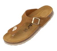 Palado Pantuflas mujer Kos Avelina - Sandalias elegantes fabricadas en España - Cómodas zapatillas con plantilla de corcho - Zapatos de verano de moda, marrón, 36 EU