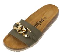 Palado Zapatos abiertos 'Gozo' oro / verde oscuro 42 oro / verde oscuro