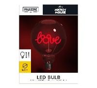 Paladone - Bombilla LED decorativa de neón con rosca E27 de Mickey Mouse “Love” (amor) - Compatible con lámpara Edison, regalo coleccionable con licencia oficial de Disney, para dormitorio y hogar