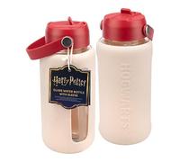 Paladone Botella de agua de cristal de Harry Potter con funda de silicona en relieve, 800 ml, apta para lavavajillas, con licencia oficial