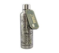 Paladone Botella de agua unisex, con base en la serie Legend of Zelda, diseño de tapa a prueba de derrames y fugas, perfecto para escuela, oficina, trabajo, exteriores, plata, 500 ml