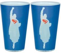 Paladone DC Comics Superman Vaso de cristal de 440 ml con licencia oficial, cristalería para fans de los superhéroes, regalo divertido y producto promocional inspirado en la película (Paquete de 2)