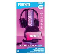 Paladone Fortnite - Soporte para Auriculares 3 en 1 y estación de Carga tecnológica con Base de Controlador de Consola y 2 Puertos USB-C, Panel de luz RGB Que Cambia de Color, Regalo Oficial para