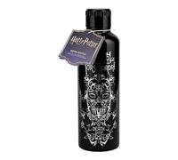 Paladone Harry Potter Death Eater - Botella de agua de metal con licencia oficial de 500 ml, de acero inoxidable, reutilizable, diseño de artes oscuras con máscara Bellatrix Lestrange para escuela