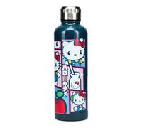 Paladone Botella metálica Hello Kitty – Sanrio, rosa y azul, anti-fugas, compatible portavasos