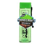 Paladone Minecraft Botella de agua de plástico cuadrada de viaje con correa para la muñeca, regalo para niños, 500 ml