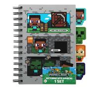 Paladone Minecraft Notebook Juego de papelería para niños, Planificador encuadernado en espiral A5 con licencia oficial con 4 divisores y regla, útiles para la vuelta al cole