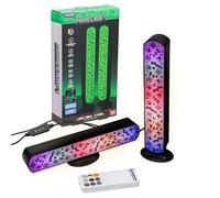 Paladone Minecraft Officially Licensed Light Bar Set of 2 with Remote, Color phasing, 3 Brightness Levels and Music Reactive, Gamer Room Decor and Gift for Boys and Girls