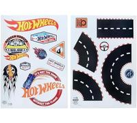 Pegatinas Personalizadas Hot Wheels para habitación Infantil - Producto Oficial, decoración para Sala de Juegos, Incluye Carreteras, Autos, Banderas de Carreras, Letras y señales