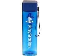 Paladone Playstation Botella de agua de plástico cuadrada de viaje con correa para la muñeca | Regalos Playstation | 500 ml (17 fl oz)