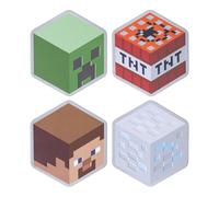 Paladone Posavasos de Metal con Base de Corcho Minecraft - Set de 4, Regalo y Decoración para Gamers