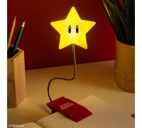 Paladone Super Mario Lámpara de Lectura con Clip Super Star - Luz LED con brazo flexible, funciona con pilas, producto oficial Nintendo