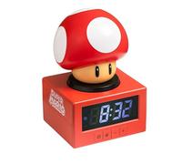 Paladone Super Mario Super Mushroom Icon Reloj Despertador con luz Nocturna - Reloj Despertador Digital, Toque para repetición, 16 cm de Alto, Producto Oficial de Nintendo