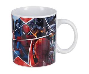 Paladone, Taza de café de cerámica con licencia oficial de Marvel con diseño de collage de cómics de Spiderman, apta para microondas y lavavajillas, XL, 550 ml