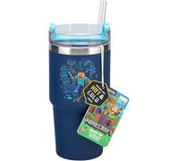 Paladone Taza térmica Minecraft con pajita y aislamiento, 600 ml, licencia oficial, azul