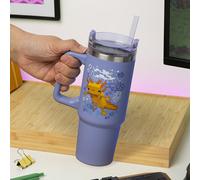 Paladone - vaso térmico y pajita de color morado de axolotl de minecr