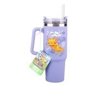 Paladone - Vaso térmico y pajita de color morado de Axolotl de Minecraft de 900 ml, vaso de viaje con licencia oficial y asa para té helado o café, merchandising de gaming