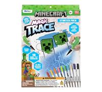 Paladone WeCool - Pack Magic Trace de los Minecraft, kit oficial de actividades para colorear con luz 16 páginas, 10 rotuladores, 1 herramienta Glow Grip para trazar líneas, a partir de 6 años