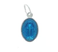 Palais du Rosaire Medalla de metal plateado esmaltado azul de doble cara Virgen Milagrosa - Medallas y cruz metálica - Culto cristiano católico de Aluminio, aluminio