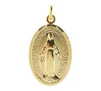 Palais du Rosaire Medalla milagrosa chapada en oro de 30 mm con medalla y cruz chapada en oro, culto cristiano chapado en oro