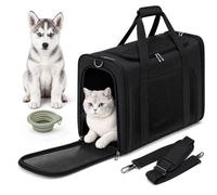 PALAMEA 55x40x23cm Transportin Gato Homologado para Avion Cabina, Plegable Bolsa de Transportin Perro Grande Transpirable Cat Carrier con Bebedero Plegable para Gatos y Perros, Air Europa Aerolineas