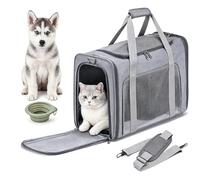 PALAMEA 55x40x23cm Transportin Gato Homologado para Avion Cabina, Plegable Bolsa de Transportin Perro Grande Transpirable Cat Carrier con Bebedero Plegable para Gatos y Perros, Air Europa Aerolineas