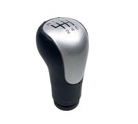 Palanca de cambios de coche Perilla de palanca cambios cuero para velocidad, cabezal pluma para Fiesta, para Fusion, para Transit, para Connect 2002On, accesorios estilo coche, 5/6(Prata,6SPEED)