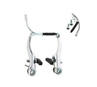 Palanca de freno de bicicleta, manija de freno de aleación de aluminio, freno en V, bicicleta de montaña, juego completo de juntas de varillas curvas(White)