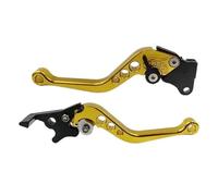 Palanca De Freno Disco Doble Ajustable Universal Manija De Freno Motocicleta Modificación Palanca Tambor Embrague CNC Conjunto Manillar Ajustable Piezas Modificadas(Gold)