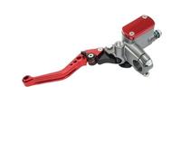 Palanca freno y embrague para moto Kit de embrague hidráulico CNC para motocicleta 22mm con palanca para cilindro para maestro y manguera aceite(Rojo)