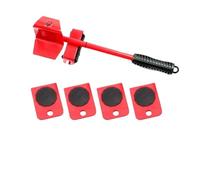 Palanca para Mover Muebles Juego de 5 Herramientas for Mover Muebles, Rodillo for Objetos Pesados con Barra, Elevador con Ruedas, Profesionales for mudanzas(Red)