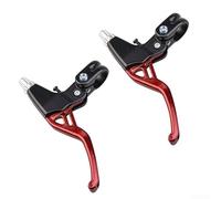 Palancas de freno de 2 dedos para bicicletas de montaña, aleación de aluminio ligera, compatible con sistema de freno en V y manillar de 22 mm de diámetro (rojo)