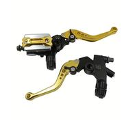 Palancas de freno de moto Nuevo juego 2 manetas manillar motocicleta 22mm para manetas cilindro para maestro bomba de freno hidráulica y embrague(color dorado)