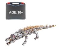 Palapozzy Kit de montaje de modelo de cocodrilo durmiente de metal 3D, rompecabezas de animales biomiméticos de metal 3D, regalo desafiante para niños o niñas (más de 1500 piezas/bronce)