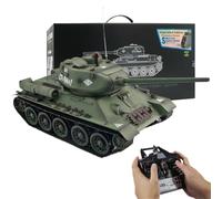 Palapozzy Tanque RC 1/16 para adultos, modelo de tanque militar soviético T-34 mediano de control remoto de 2.4 G con efecto de disparo de humo de sonido, modelo de vehículo RC para entusiastas