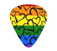 Palas de guitarra Gay Pride Rainbow Pattern para guitarra, bajo, guitarra eléctrica o Hawaii de cuatro cuerdas (12 paquetes, finas, medianas, pesadas)
