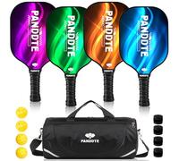 Palas de pickleball, juego de 4 paletas de pickleball de grafito, juego de pickleball con 4 bolas de pickleball, 4 agarres de repuesto y bolsa, raquetas de pickleball para principiantes y