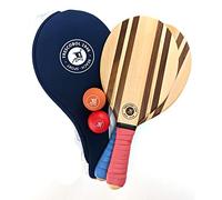 Palas de playa | Tenis de playa Frescobol | Juego de raquetas de playa de madera | Juego de raquetas de playa Pro 2 raquetas 2 pelotas 1 bolsa de neopreno
