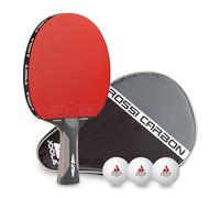 JOOLA Pala de tenis de mesa Rosskopf Carbon – Profesional, aprobada por la ITTF, funda y 3 pelotas