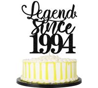 PALASASA Decoración para tartas de 30 cumpleaños con purpurina negra leyenda desde 1994, decoración para tartas de 30 cumpleaños para hombres y mujeres, animar a 30 años de edad, hecha a mano (1994)