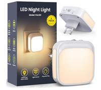 PALATALA Luz Nocturna Infantil con Sensor Crepuscular, 2 Piezas Luz Noche Enchufe Brillo Ajustable, Lampara Nocturna Bebe para Niños, Escalera, Pasillo, Habitación, Sala, Cocina, Baño
