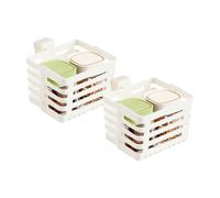 Palaufr Cestas de ducha - 2 cestas de almacenamiento extensibles - Organizador de almacenamiento calado montado en la pared para cajón, armario de ducha, refrigerador, barandilla