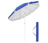 Palawano Sombrilla de Playa con Anclaje de Arena, Protección Solar UPF50+, Parasol Portátil con Inclinación Ajustable y Diseño Resistente al Viento para Playa, Piscina y Jardín (Azul, 1.6M)