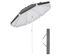Palawano Sombrilla de Playa con Anclaje de Arena, Protección Solar UPF50+, Parasol Portátil con Inclinación Ajustable y Diseño Resistente al Viento para Playa, Piscina y Jardín (Gris, 1.6M)