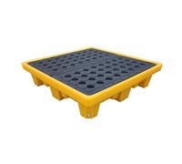 Palé Contenedor for Bidones, Bandeja De Contención for Derrames De Bidones De Aceite Industrial, Plataforma Antideslizante Extraíble Con Salida De Drenaje(130x110x17cm/51.1x43.3x6.7in)