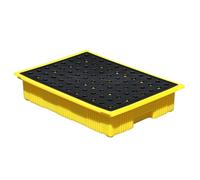 Palé de contención de derrames, Palet apilable for contención de derrames de bidones de petróleo, amarillo y negro, varios tamaños(49x36x10CM)