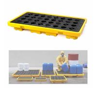 Palé de contención de derrames resistente con bolsillos para montacargas, plataforma industrial para derrames, capacidad de carga de 130 x 110 x 30 cm, bandeja de derrames para un almacenamiento